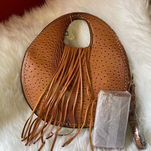 Fringed Brown Shoulder Bag